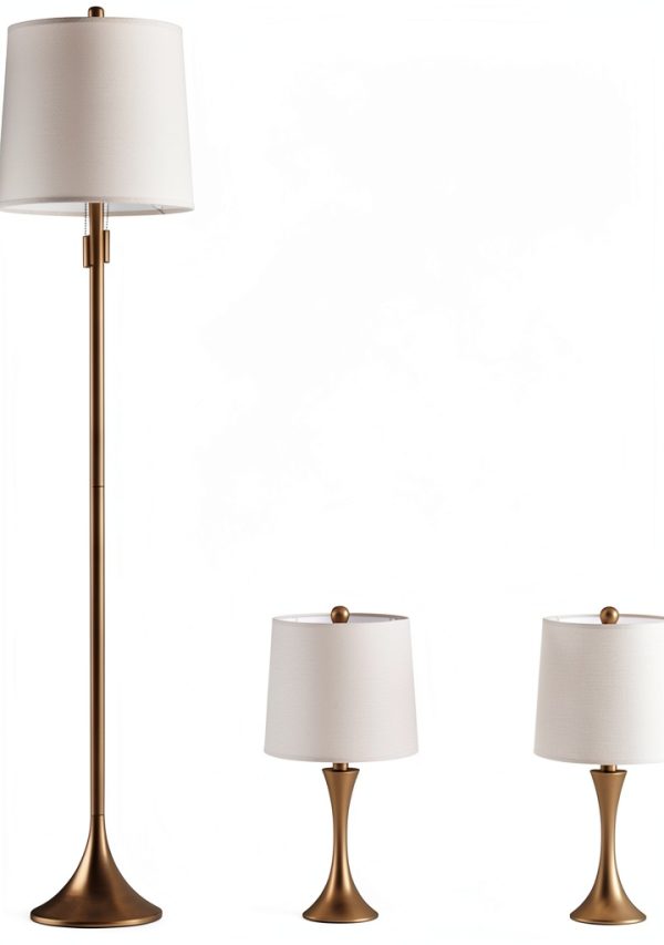 Lavish Home Bronze Lamp Set LED Lighting Living Room-1