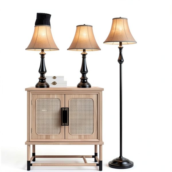 Smeike Art Deco Floor Table Lamp Set Black Retro Design-1