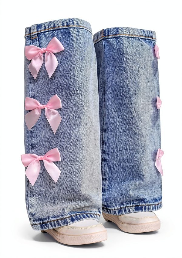 Toddler Girls Y2k Jeans Soft Denim Casual Wear-4
