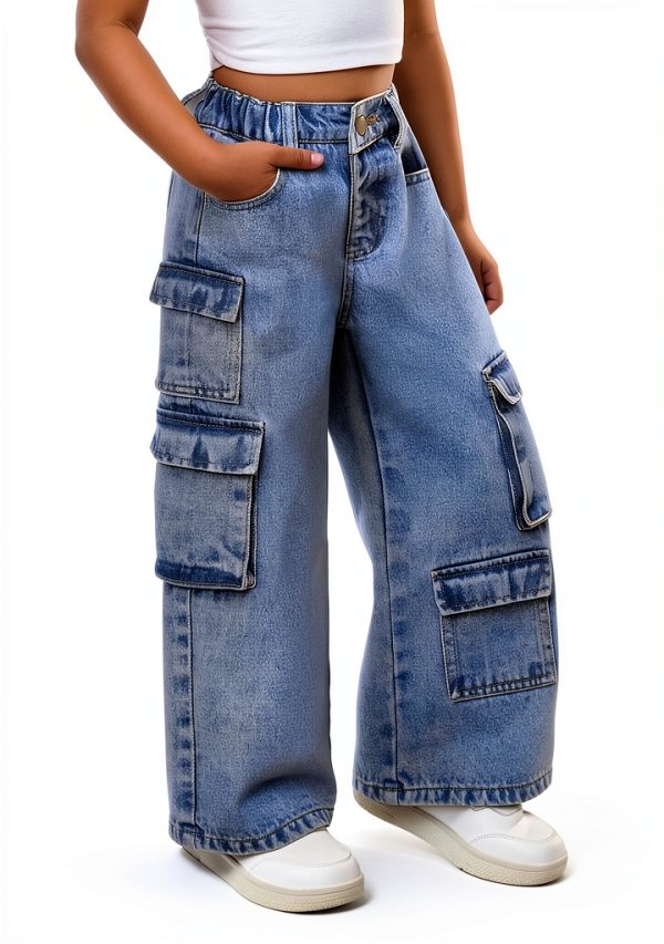 KidsStyle Toddler Girls Baggy Denim Jeans-1