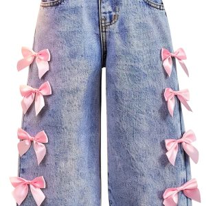 Toddler Girls Y2k Jeans Soft Denim Casual Wear-0