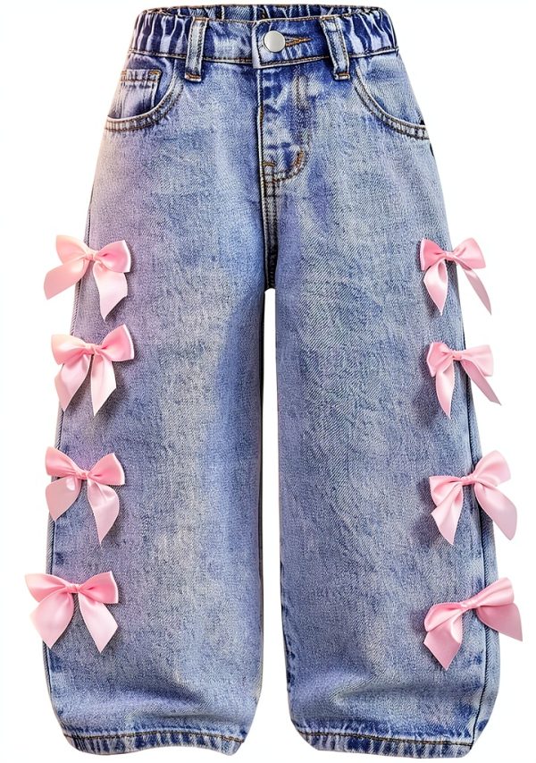Toddler Girls Y2k Jeans Soft Denim Casual Wear-0