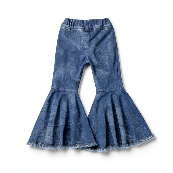 Denim Bell Bottoms Baby Girls Jeans ICECTR Flared Ripped Wide Leg Blue-6