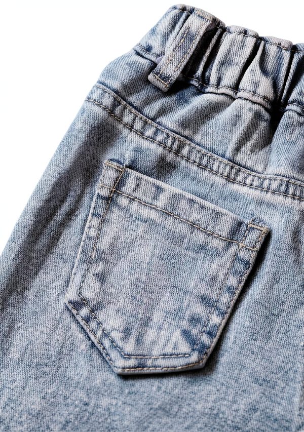 Little Trendy Denim Girls Pants Light Wash 4T-7 Years Cute Heart Print-5