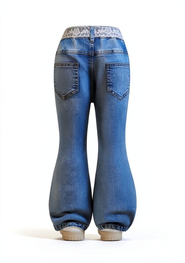 Sparkly Girls Jeans KidStyle High Waisted Rhinestone Denim 6Y Medium-1