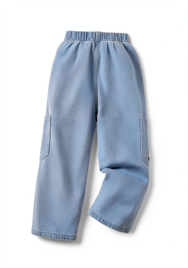 Toddler Girls Jeans Medium Wash Elastic Waist Wide Leg by KidStyle-1