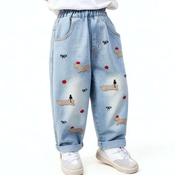 Light Blue Girls Jeans L788GExql by Generic Soft Stretch Denim-1