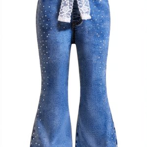 Sparkly Girls Jeans KidStyle High Waisted Rhinestone Denim 6Y Medium-0