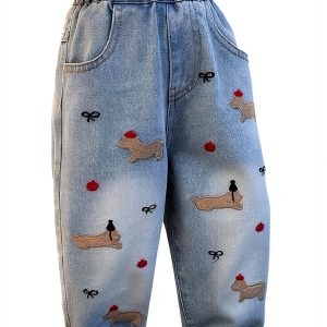 Light Blue Girls Jeans L788GExql by Generic Soft Stretch Denim-0