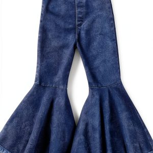 Denim Bell Bottoms Baby Girls Jeans ICECTR Flared Ripped Wide Leg Blue-0