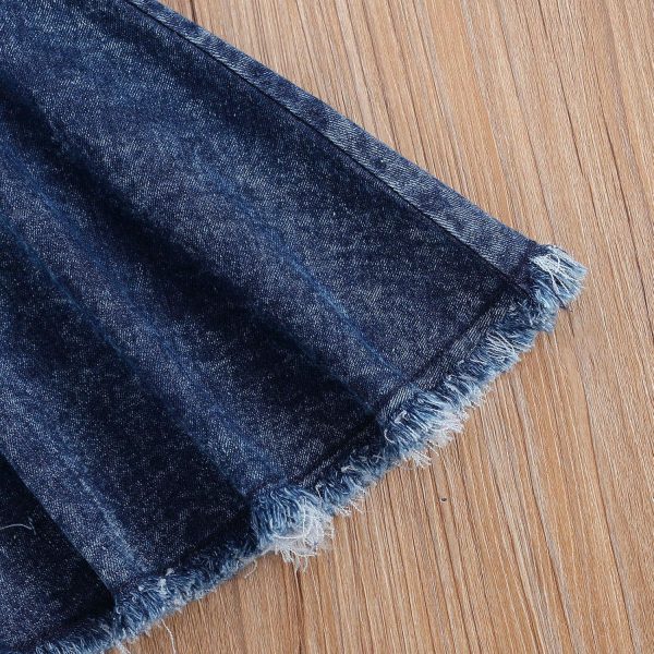 Denim Bell Bottoms Baby Girls Jeans ICECTR Flared Ripped Wide Leg Blue-5