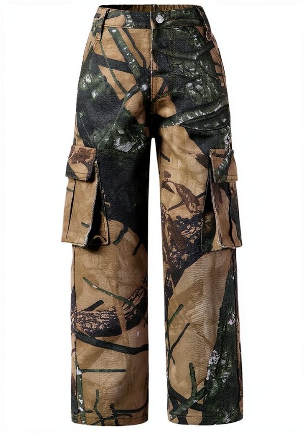 Toddler Girls Camouflage Cargo Pants KidStyle Army Green Size 7 Years-0