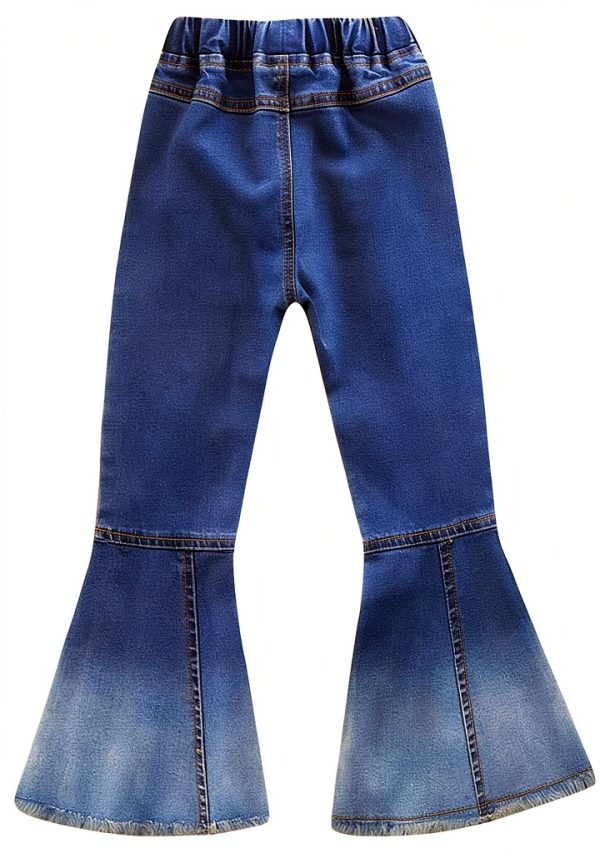 KidStyle Toddler Girl Bell Bottom Jeans Dark Blue 5-6 Years Vintage-2