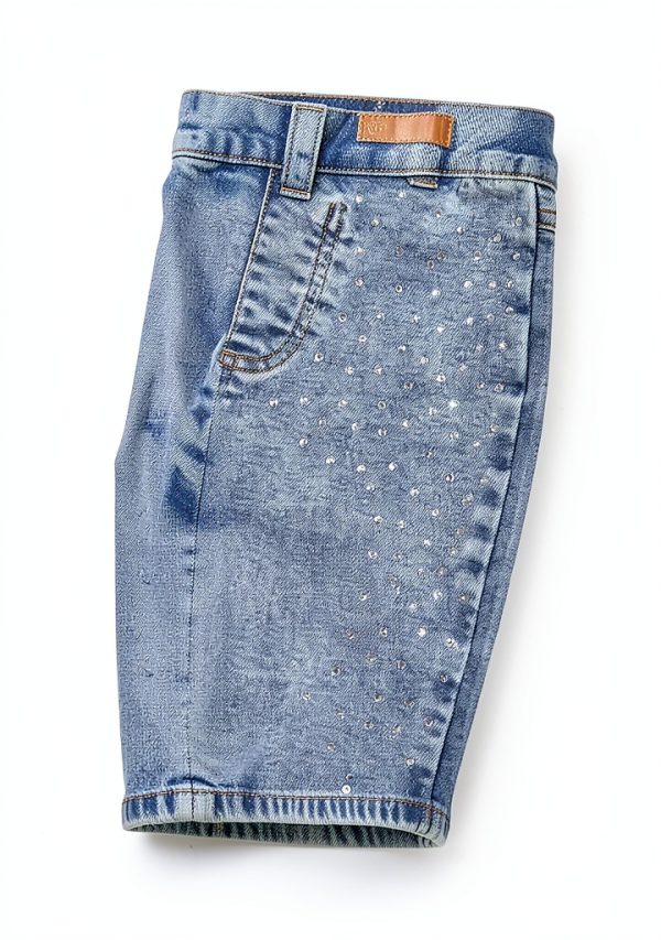 Sparkly Girls Jeans KidStyle High Waisted Rhinestone Denim 6Y Medium-4