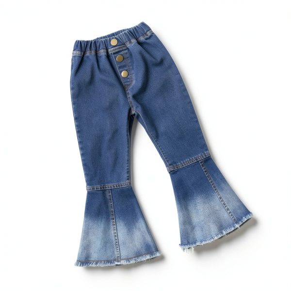 KidCo Toddler Girl Bell Bottom Jeans Dark Blue 2-3T to 6-7Y-3