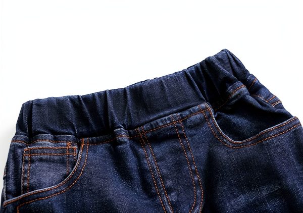 KIDSCOOL SPACE Baby Girl Boy Jeans Elastic Waist Ripped Denim Pants-2