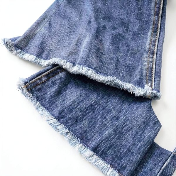 KIDSCOOL SPACE Baby Little Girls Flared Jeans, 12M-5T Raw Edge Hem Stretchy Denim Pants-4