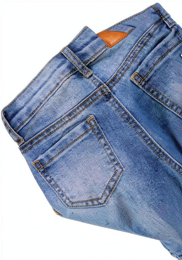 Kidscool Space Girls Wide-Leg Jeans with Heart Leather Tag in Blue-3