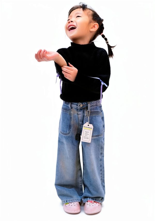 KIDSCOOL SPACE Girls Jeans, 12M-14T Wide-Leg Palazzo Denim Pants-4