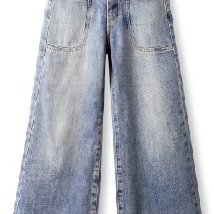 KIDSCOOL SPACE Girls Jeans, 12M-14T Wide-Leg Palazzo Denim Pants-0