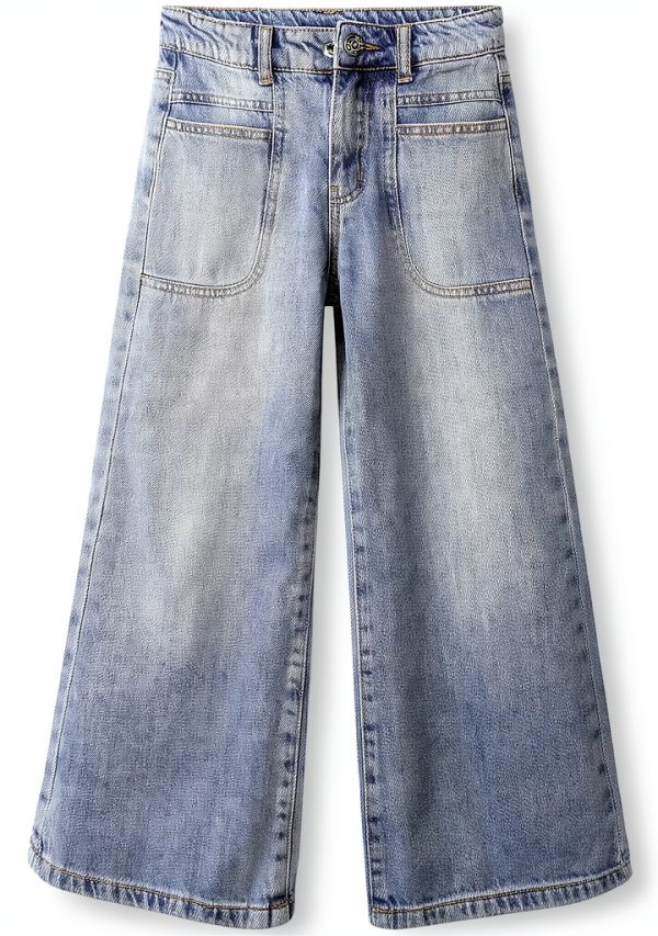 KIDSCOOL SPACE Girls Jeans, 12M-14T Wide-Leg Palazzo Denim Pants-0