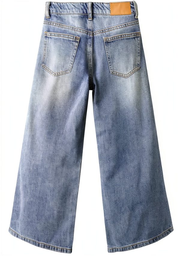 KIDSCOOL SPACE Girls Jeans, 12M-14T Wide-Leg Palazzo Denim Pants-1