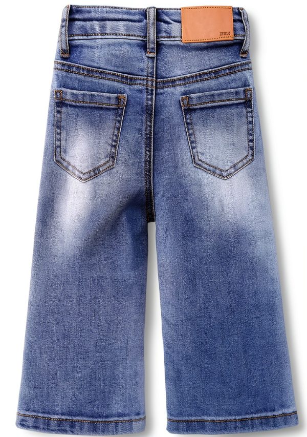 Kidscool Space Girls Wide-Leg Jeans with Heart Leather Tag in Blue-1