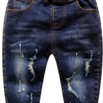 KIDSCOOL SPACE Baby Girl Boy Jeans Elastic Waist Ripped Denim Pants-0