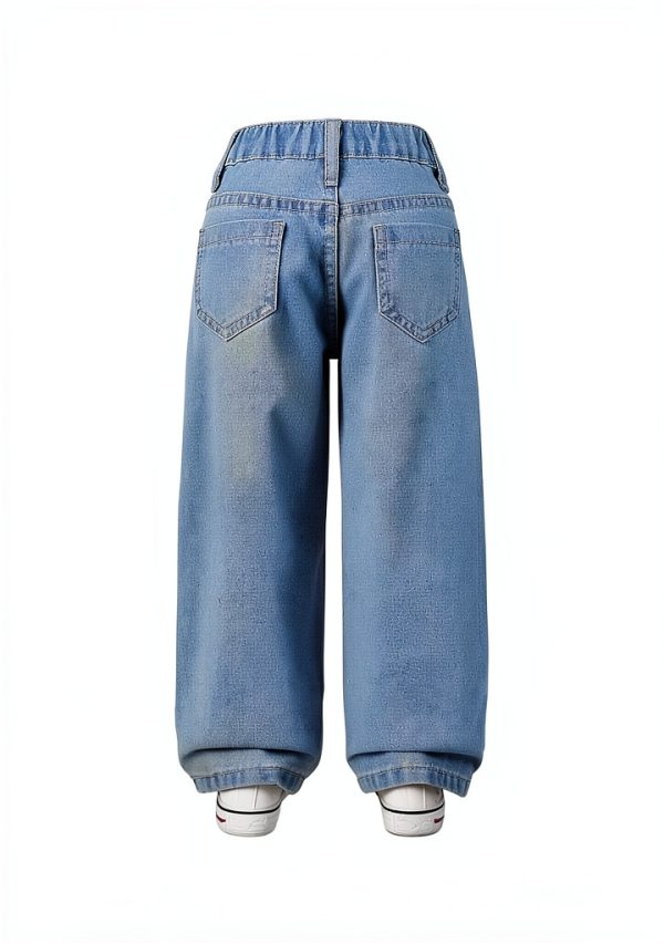 Verdusa Toddler Girl's Distressed Ripped Jean Cargo Pants Y2K Leg Denim Pants with Pockets-1