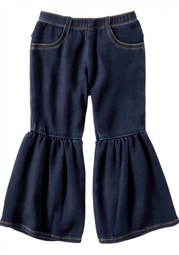 Wrangler Baby Girl Ruffle Leg Flare Jean Blue Denim Elastic Waistband-0