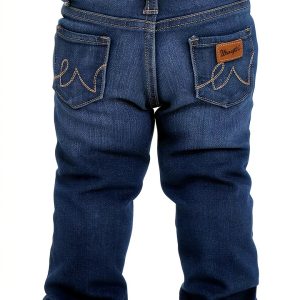 Wrangler Infant Girls 5 Pocket Jeans Medium Blue Adjustable Waistband-0
