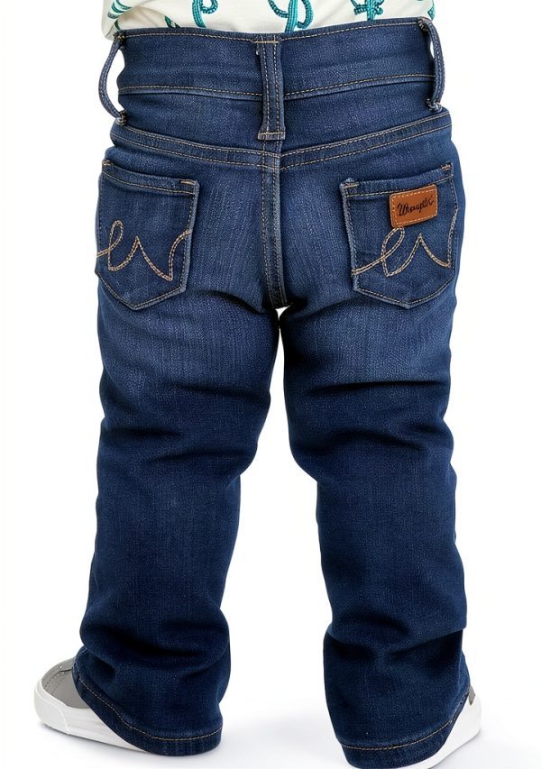 Wrangler Infant Girls 5 Pocket Jeans Medium Blue Adjustable Waistband-0
