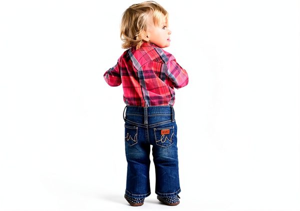 Wrangler Infant Girls 5 Pocket Jeans Medium Blue Adjustable Waistband-3